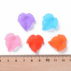 Mixed Color Autumn Theme Transparent Frosted Acrylic Pendants, Maple Leaf, Mixed Color, 24x22.5x3mm, Hole: 1mm, about 962pcs/500g