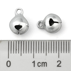 Silver Brass Bell Charms, For Christmas, Round, Silver, 10x8x8mm, Hole: 2mm