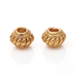 Real 18K Gold Plated Brass Beads, Long-Lasting Plated, Matte Style, Rondelle, Real 18K Gold Plated, 5x3.8mm, Hole: 1.8mm