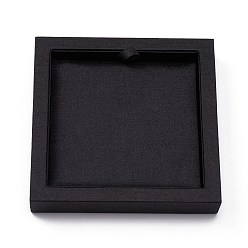 Black Wooden Jewelry Presentation Boxes, Covered with Cloth, Black, 12x12x2cm