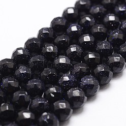 Goldstone Bleu Synthétiques bleus Goldstone brins de perles, facette, ronde, 8mm, Trou: 1mm, Environ 47 pcs/chapelet, 14.9 pouces ~ 15.1 pouces