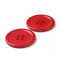 Rouge Boutons en résine, teint, plat rond, rouge, 30x3mm, trou: 3 mm, 98 PCs / sac