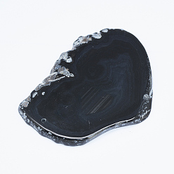 Black Natural Agate Slices Big Pendants, Dyed, Nuggets, Black, 31~60x54~100x5~12mm, Hole: 2mm