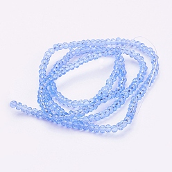 Bleu Bleuet Chapelets de perles en verre transparentes  , facette, rondelle, bleuet, 3x2mm, Trou: 0.5mm, Environ 160~165 pcs/chapelet, 15.35 pouces ~ 15.75 pouces (39~40 cm)