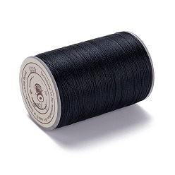 Bleu Nuit Ficelle ronde en fil de polyester ciré, cordon micro macramé, cordon torsadé, pour la couture de cuir, bleu minuit, 0.3~0.4mm, environ 174.98 yards (160m)/rouleau