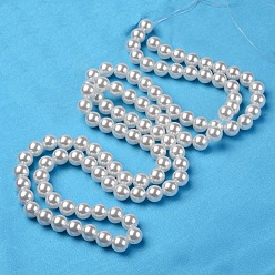 White ABS Plastic Imitation Pearl Round Beads, White, 8mm, Hole: 2mm, about 1900pcs/500g