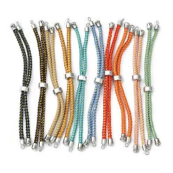 Couleur Mélangete Fabrication de bracelet coulissant en cordon de nylon réglable, avec les accessoires en laiton, plaqué longue durée, Platine plaqué, couleur mixte, 8-5/8 pouce (22 cm), 2~3.5mm, Trou: 1.5mm