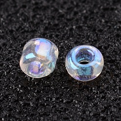 WhiteSmoke 12/0 Grade A Round Glass Seed Beads, Transparent Colours Rainbow, WhiteSmoke, 12/0, 2x1.5mm, Hole: 0.9mm, about 30000pcs/bag