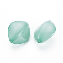 Medium Aquamarine Imitation Jelly Acrylic Beads, Rhombus, Medium Aquamarine, 17x14.5x9.5mm, Hole: 1.6mm, about 500pcs/500g