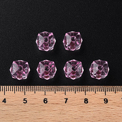 Pearl Pink Transparent Acrylic Beads, Faceted, Square, Pearl Pink, 8.5x9.5x9.5mm, Hole: 2.5mm, about 1070pcs/500g