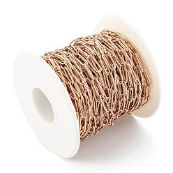 Rose Gold 304 Stainless Steel Paperclip Chains, Soldered, with Spool, Rose Gold, 66x61mm, 12x4x1mm, about 32.8 Feet(10m)/roll
