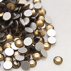 Smoked Topaz Glass Flat Back Rhinestone, Grade A, Back Plated, Faceted, Half Round, Smoked Topaz, 3~3.2mm, about 1440pcs/bag