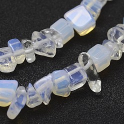 Clear Opalite Beads Strands, Chip, Clear, 3~5x7~13x2~4mm, Hole: 0.4mm, 34.9 inch