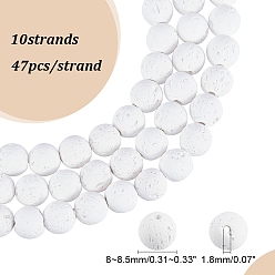 White Natural Lava Rock Beads Strands, Dyed, Round, White, 8~8.5mm, Hole: 1.8mm, about 47pcs/strand, 14.96 inch(38cm)