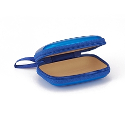 Blue Tinplate Zipper Bag, Portable Coin Purse, for Business Card, Draw-bar box Shape, Blue, 70x100mm