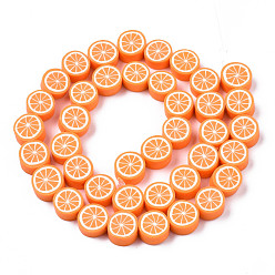 Coral Handmade Polymer Clay Bead Strands, Lemon Slice, Coral, 8~10x3.5~4.5mm, Hole: 1.6mm, about 38~40pcs/strand, 13.98 inch~15.55 inch(35.5~38cm)