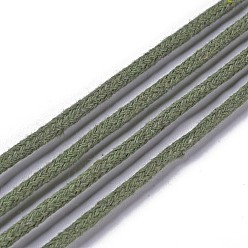 Dark Olive Green Cotton String Threads, Macrame Cord, Decorative String Threads, for DIY Crafts, Gift Wrapping and Jewelry Making, Dark Olive Green, 3mm, about 54.68 yards(50m)/roll