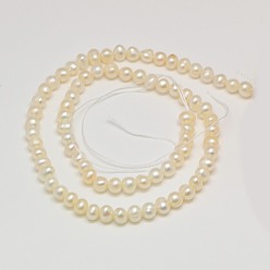 Creamy White Natural Cultured Freshwater Pearl Beads Strands, Potato, Creamy White, 3~4mm, Hole: 0.7mm, about 117pcs/strand, 14 inch