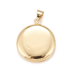 Clear Brass Micro Pave Cubic Zirconia Locket Pendants, Photo Frame Charms for Necklaces, Real 18K Gold Plated, Lead Free & Cadmium Free, Flat Round with Moon, Clear, 23x20x5mm, Hole: 4x3mm, Inner Diameter: 15mm