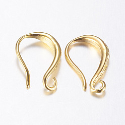 Real 18K Gold Plated Brass Earring Hooks, Ear Wire, with Horizontal Loop, Long-Lasting Plated, Real 18K Gold Plated, 15x9x2mm, Hole: 1mm, 20 Gauge, Pin: 0.8mm