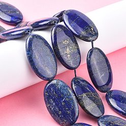 Lapis Lazuli Natural Lapis Lazuli Beads Strands, Flat Oval, 40~40.5x25x8~9mm, Hole: 1mm, about 10pcs/strand, 15.75''(40cm)