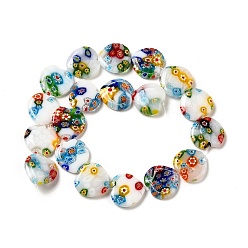Colorful Handmade Millefiori Glass Beads Strands, Mother's Day Gift Beads, White Porcelain, Heart, White, Colorful, 20x20x6mm, Hole: 1mm, about 19pcs/strand, 15 inch