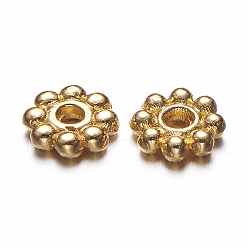 Golden Alloy Daisy Spacer Beads, Flower, Metal Findings for Jewelry Making Supplies, Golden, 5x1.5mm, Hole: 1.8mm
