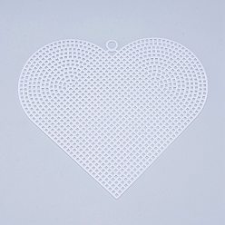 White Plastic Mesh Canvas Sheets, for Embroidery, Acrylic Yarn Crafting, Knit and Crochet Projects, Heart, White, 14.8x16.8x0.12x0.75cm, Hole: 2x2mm
