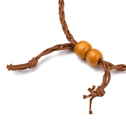 Chameau Fabrication de collier de pochette en macramé de cordon ciré tressé réglable, pierre interchangeable, avec des perles en bois  , chameau, 30.31~36.22 pouces (770~920 mm)