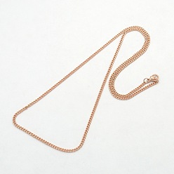 Rose Gold Unisex Casual Style 304 Stainless Steel Curb Chain Necklaces, with Lobster Claw Clasps, Rose Gold, 19.7 inch(50cm)