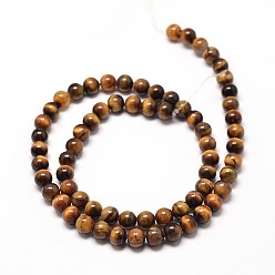 Tiger Eye Natural Tiger Eye Round Bead Strands, 12mm, Hole: 1mm, about 32pcs/strand, 15 inch