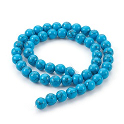 Synthetic Turquoise Synthetic Turquoise Beads Strands, Round, 10mm, Hole: 1mm, about 40pcs/strand, 15.3 inch(39cm)