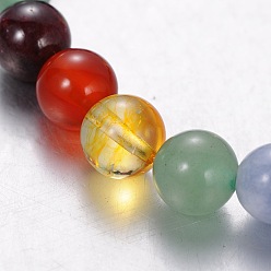 Mixed Stone Natural Gemstone Stretch Chakra Bracelets, Colorful, 63mm