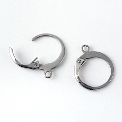 Stainless Steel Color 201 Stainless Steel Leverback Earring Findings, with Loop, Stainless Steel Color, 14.5x12x2mm, Hole: 1mm