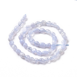Chalcedony Natural Blue Chalcedony Beads Strands, Tumbled Stone, Nuggets, 5~12x4~9mm, Hole: 1mm, 15.7 inch~15.9 inch(40~40.5cm)