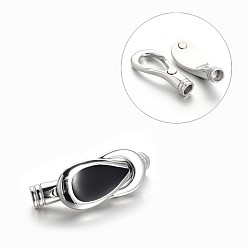 Stainless Steel Color 304 Stainless Steel Enamel Magnetic Clasps with Glue-in Ends, Stainless Steel Color, 44x15x10mm, Hole: 5mm