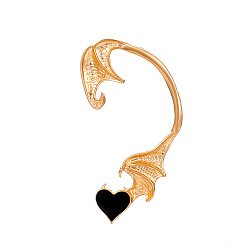 Light Gold Эмалированные серьги-каффы в виде дракона с сердцем, готические серьги-кальпинисты из сплава для непроколотых ушей, золотой свет, 58 мм