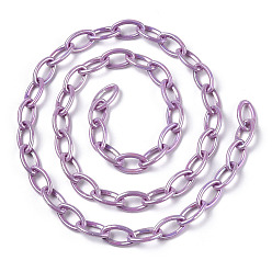 Medium Purple Acrylic Opaque Cable Chains, AB Color, Horse Eye, Medium Purple, 13x8x2mm, 18.5 inch~19.29 inch(47~49cm)/strand