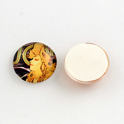 Mixed Color Sexy Woman Pattern Glass Flatback Cabochons,, Half Round/Dome, Mixed Color, 25x6mm