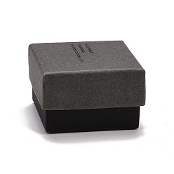 Gray Rectangle Cardboard Ring Boxes, with Black Sponge inside, Gray, 5x5x3.25cm