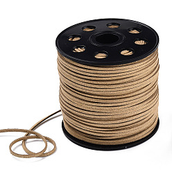 Tan Eco-Friendly Faux Suede Cord, Faux Suede Lace, with Glitter Powder, Tan, 2.7x1.4mm, about 100yards/roll(300 feet/roll)
