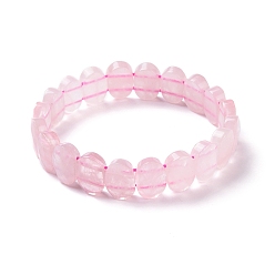 Розовый Кварц Овальный эластичный браслет из натурального розового кварца, украшения из драгоценных камней для женщин, внутренний диаметр: 2-1/8 дюйм (5.4~5.5 см)