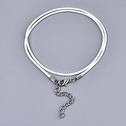 Белый Воском хлопка ожерелье шнура решений, с сплава Lobster Claw застежками и конечных железными цепями, платина, белые, 17.12 дюйм (43.5 см), 1.5 мм