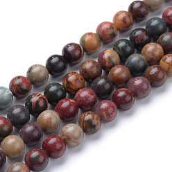 Picasso Jasper Natural Picasso Stone/Picasso Jasper Beads Strands, Round, 6mm, Hole: 1mm, about 59~61pcs/strand, 15.2~15.3 inch