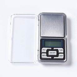 Stainless Steel Color Jewelry Tool, Stainless Steel Mini Electronic Digital Pocket Scale, with Plastic, Value: 0.01g~500g, Rectangle, Stainless Steel Color, 122x63x20mm