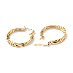 Golden Vacuum Plating 201 Stainless Steel Interlocking Triple Hoop Earrings with 304 Stainless Steel Pins, Intertwined Jewelry for Women, Golden, 35x30x4.5mm, Pin: 0.6mm
