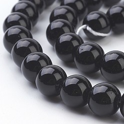 Black Synthetic Black Stone Beads Strands, Dyed, Round, Black, 8mm, Hole: 1mm, about 49pcs/strand, 14.5~15 inch