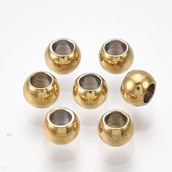 Golden Vacuum Plating 201 Stainless Steel Beads, Round, Golden, 4x3mm, Hole: 2mm