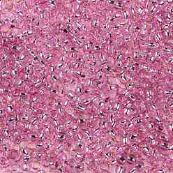 (2212) Silver Lined Baby Pink Toho perles de rocaille rondes, perles de rocaille japonais, (2212) rose bébé doublé d'argent, 8/0, 3mm, Trou: 1mm, à propos 222pcs / bouteille, 10 g / bouteille