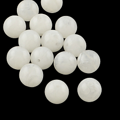 White Acrylic Imitation Gemstone Beads, Round, White, 10mm, Hole: 2mm, about 925pcs/500g